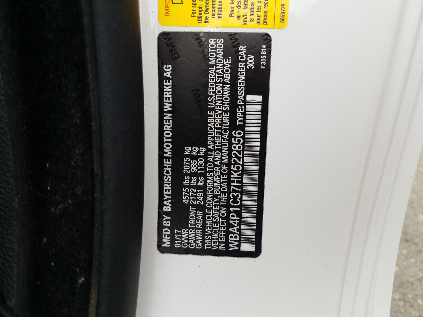Photo 10 from auction – 2017 BMW 440I with VIN WBA4P1C37HK522856