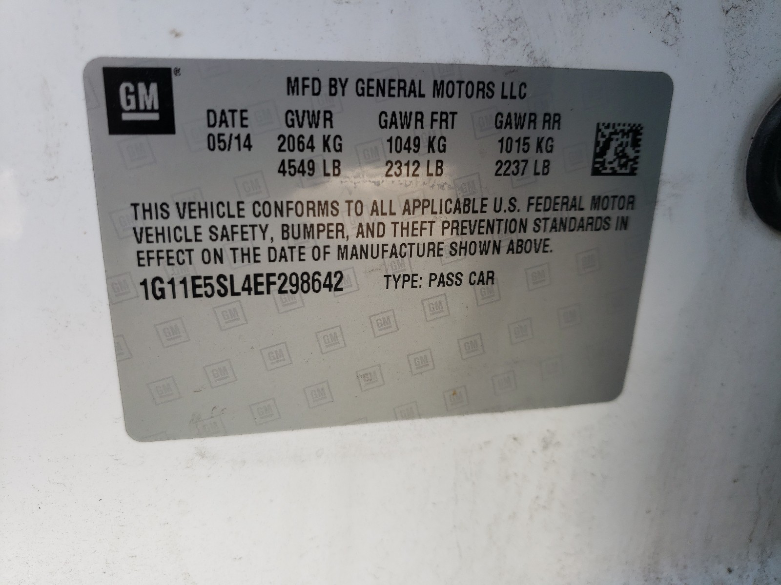 Photo 10 from auction – 2014 CHEVROLET MALIBU 2LT with VIN 1G11E5SL4EF298642