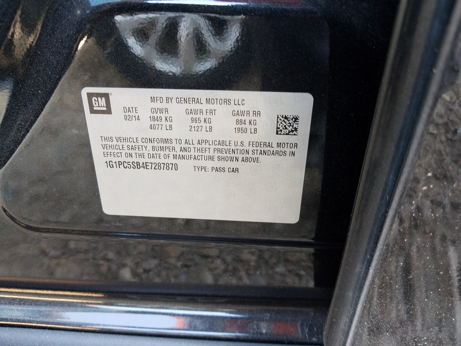 Photo 10 from auction – 2014 CHEVROLET CRUZE LT with VIN 1G1PC5SB4E7287870