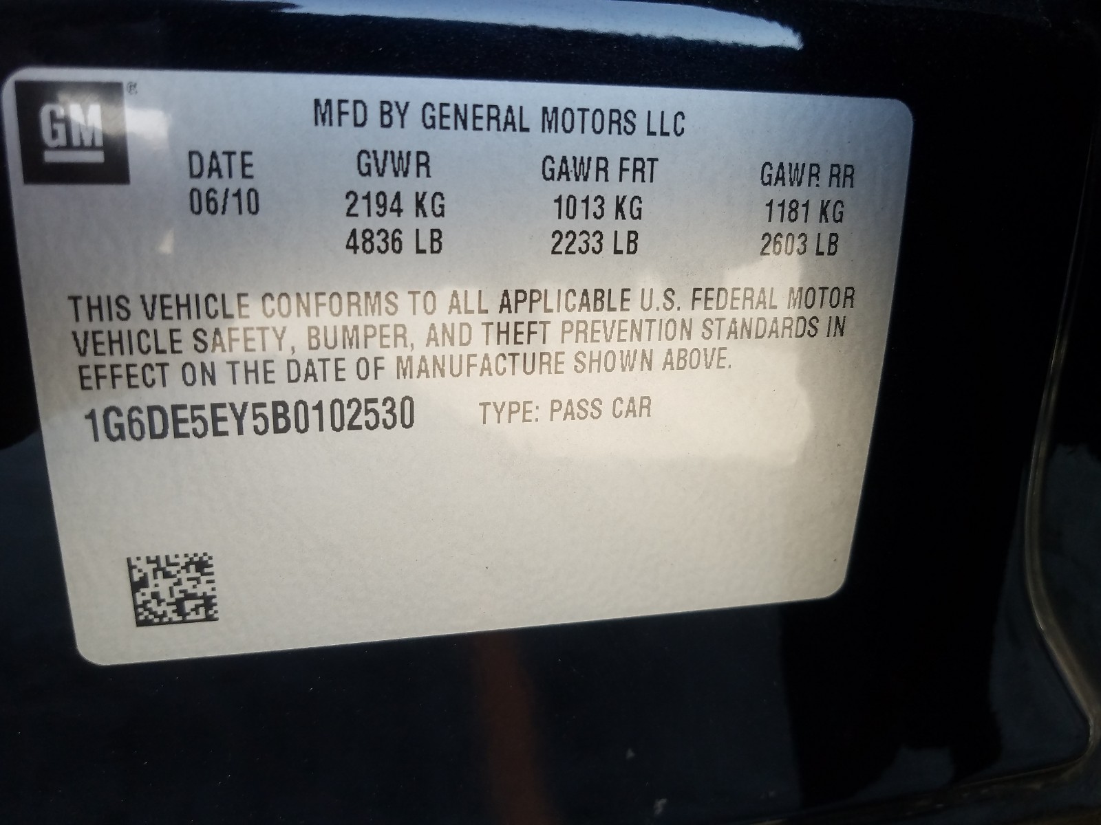 Photo 10 from auction – 2011 CADILLAC CTS LUXURY with VIN 1G6DE5EY5B0102530