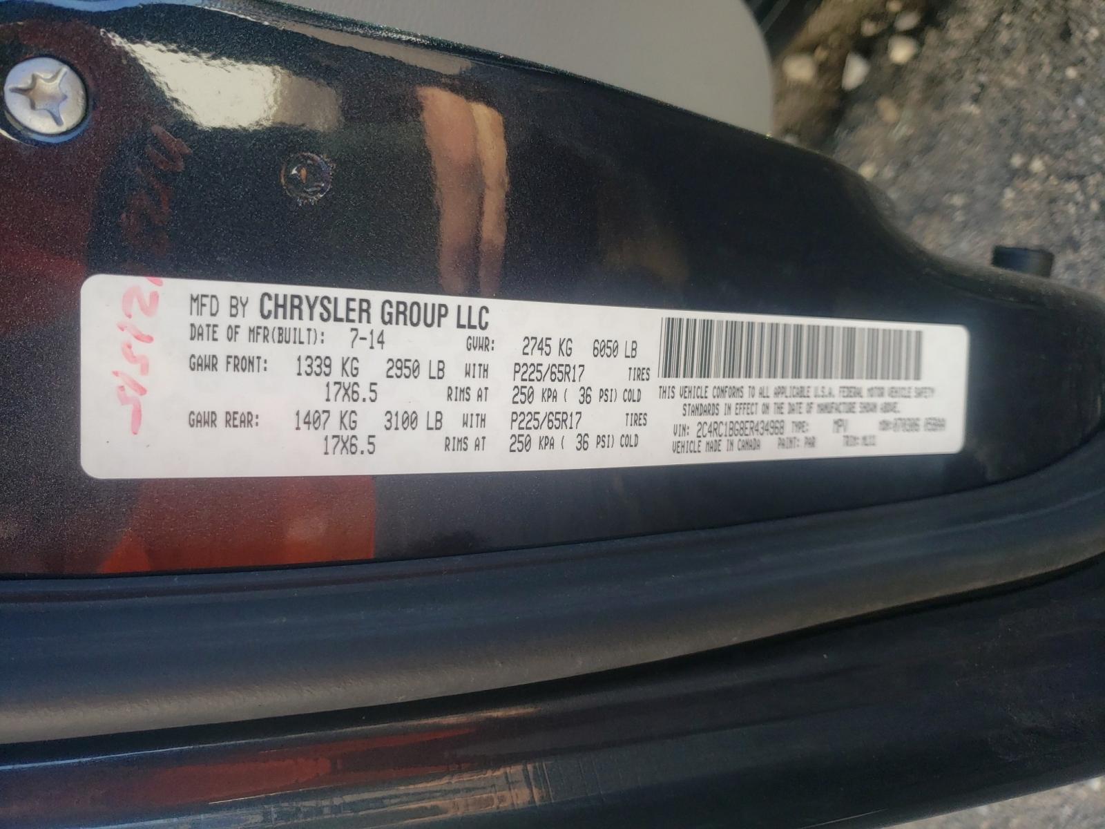 Photo 10 from auction – 2014 CHRYSLER TOWN & COU with VIN 2C4RC1BG8ER434968