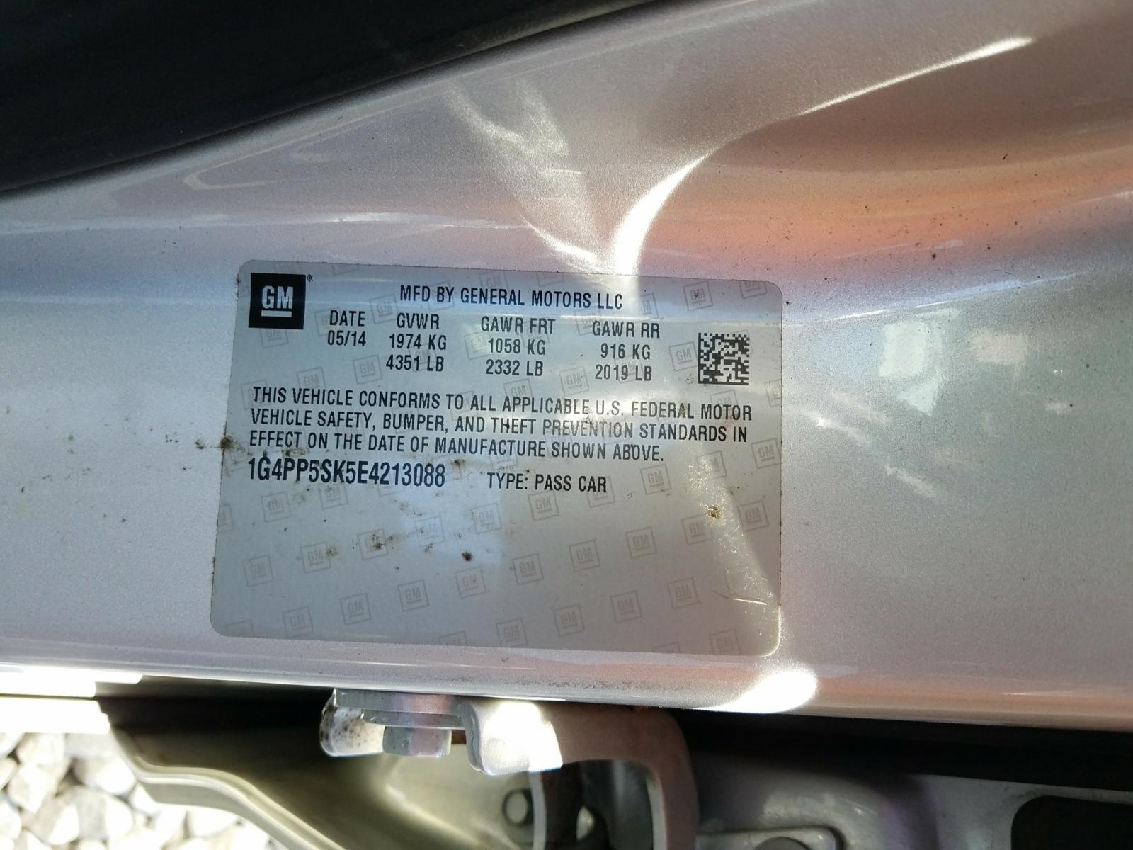 Photo 10 from auction – 2014 BUICK VERANO with VIN 1G4PP5SK5E4213088