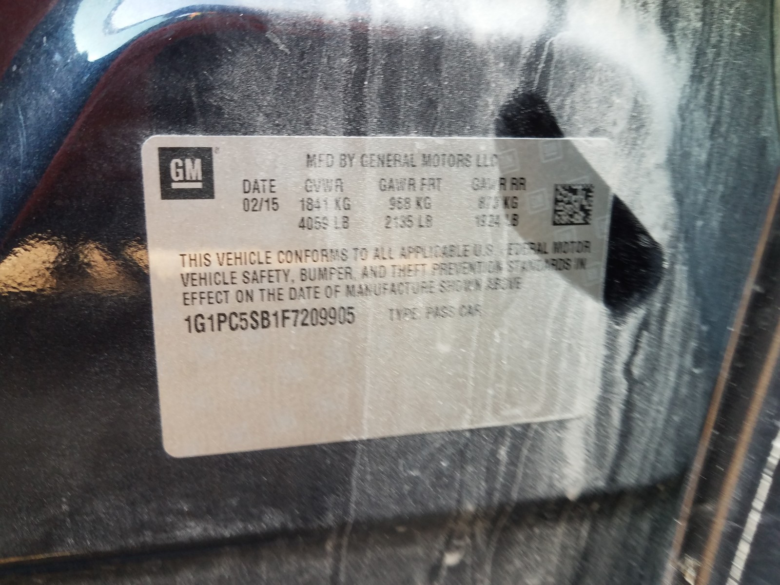 Photo 10 from auction – 2015 CHEVROLET CRUZE LT with VIN 1G1PC5SB1F7209905