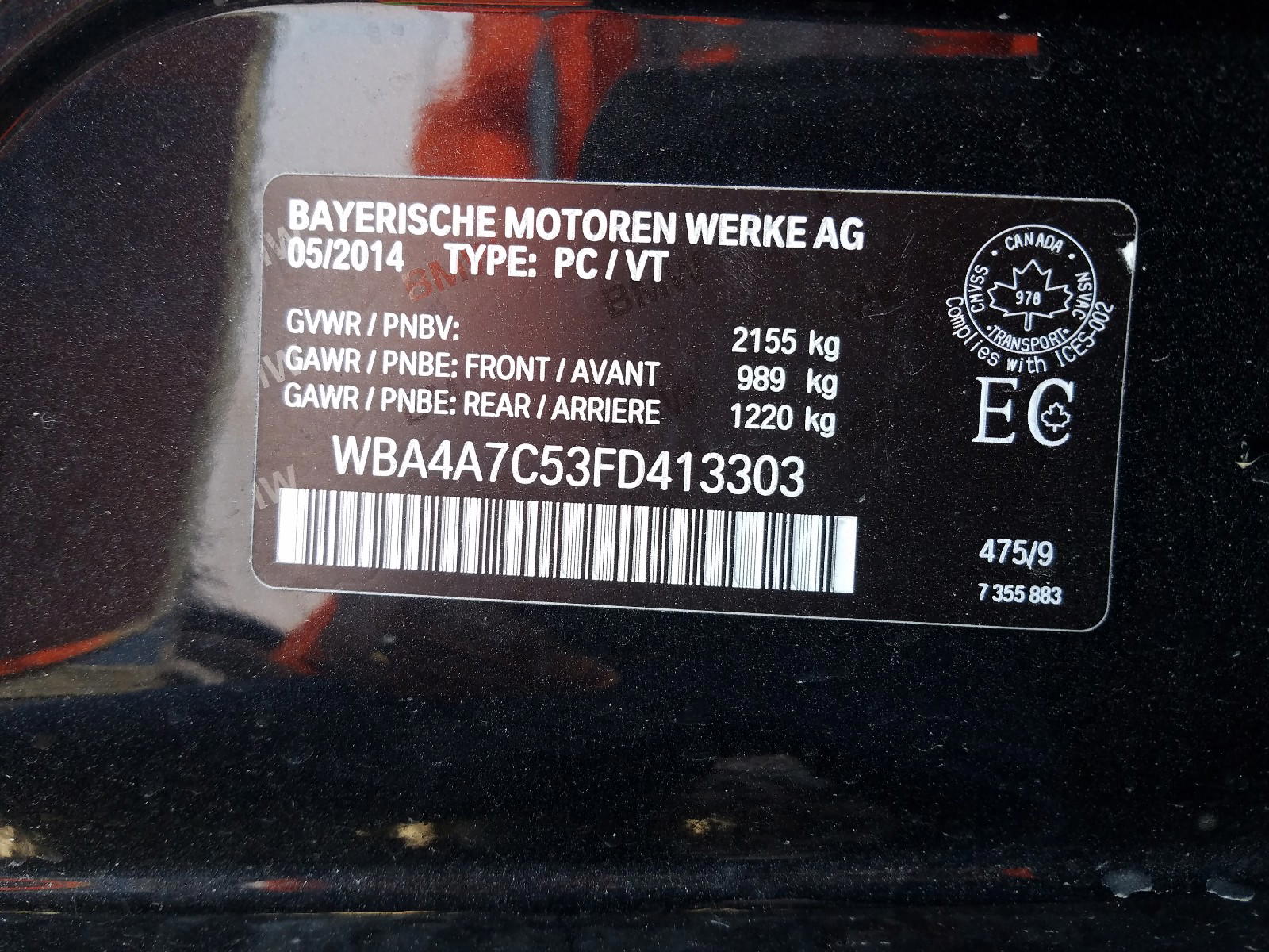 Photo 10 from auction – 2015 BMW 428 XI GRA with VIN WBA4A7C53FD413303