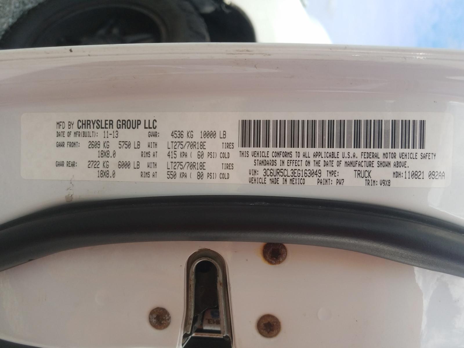 Photo 10 from auction – 2014 RAM 2500 ST with VIN 3C6UR5CL3EG163049