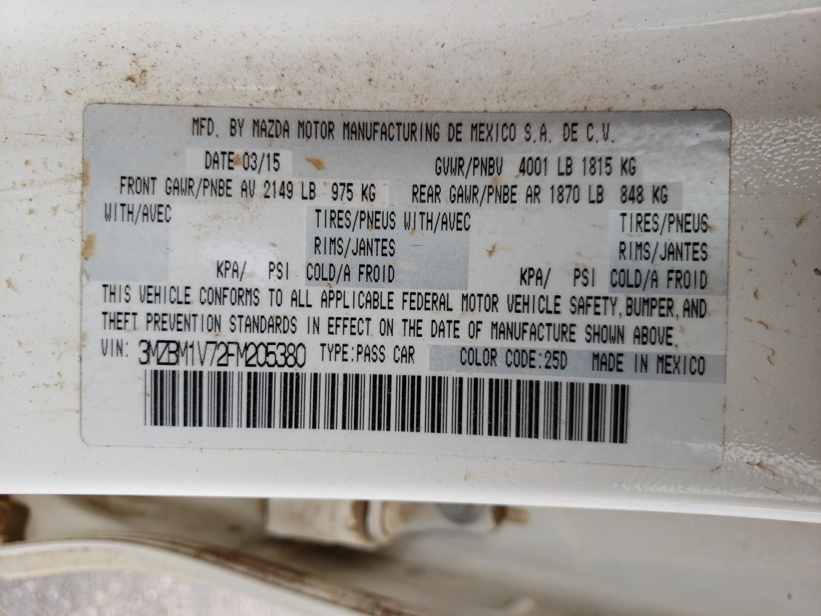 Photo 10 from auction – 2015 MAZDA 3 TOURING with VIN 3MZBM1V72FM205380