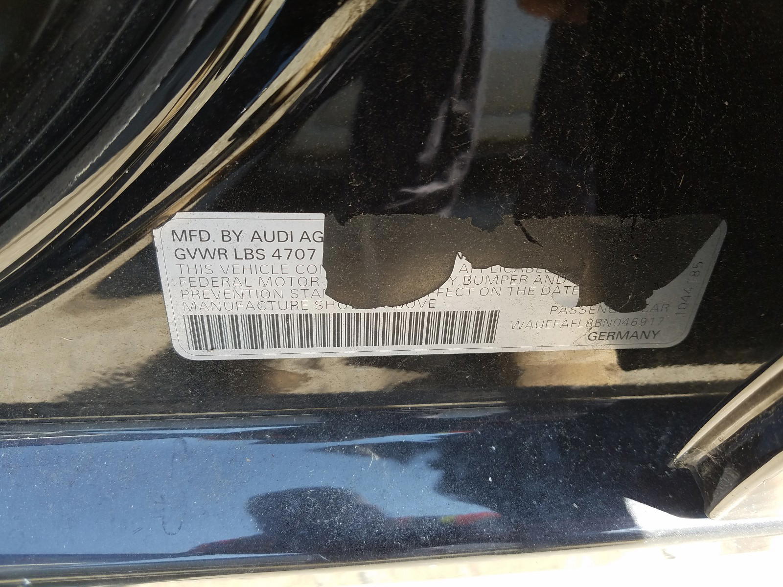 Photo 10 from auction – 2011 AUDI A4 PREMIUM with VIN WAUEFAFL8BN046917