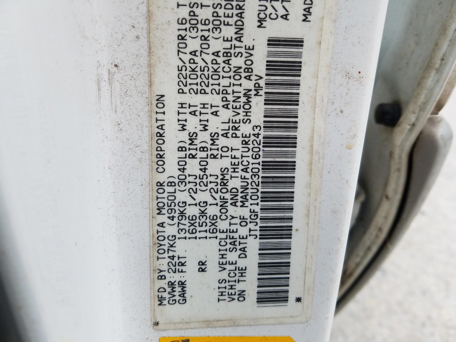 Photo 10 from auction – 2003 LEXUS RX 300 with VIN JTJGF10U230160243
