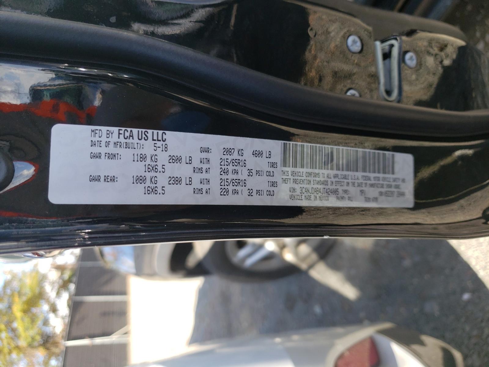 Photo 10 from auction – 2018 JEEP COMPASS SP with VIN 3C4NJDAB4JT424005
