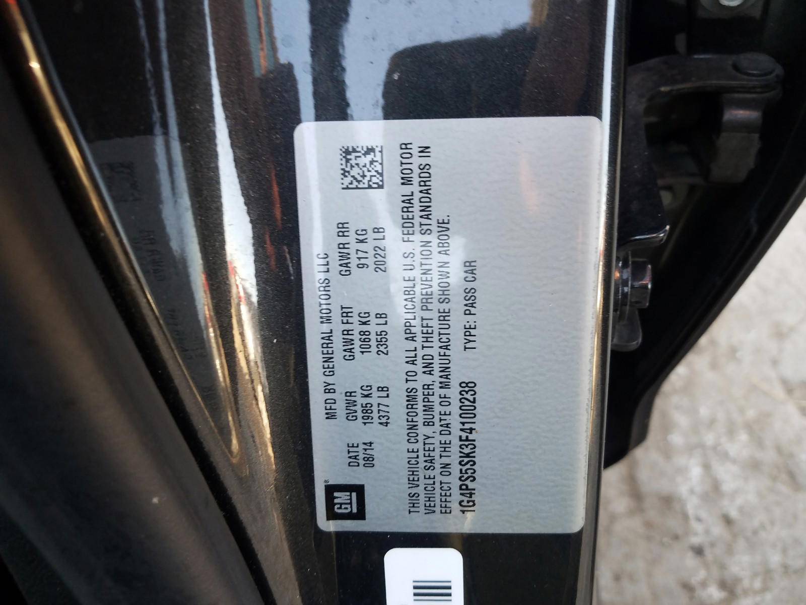 Photo 10 from auction – 2015 BUICK VERANO with VIN 1G4PS5SK3F4100238