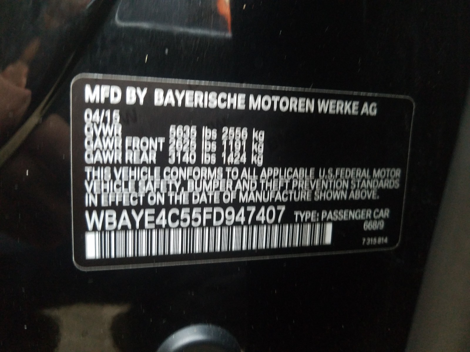 Zdjęcie 10 z aukcji – 2015 BMW 740 LI z VIN WBAYE4C55FD947407
