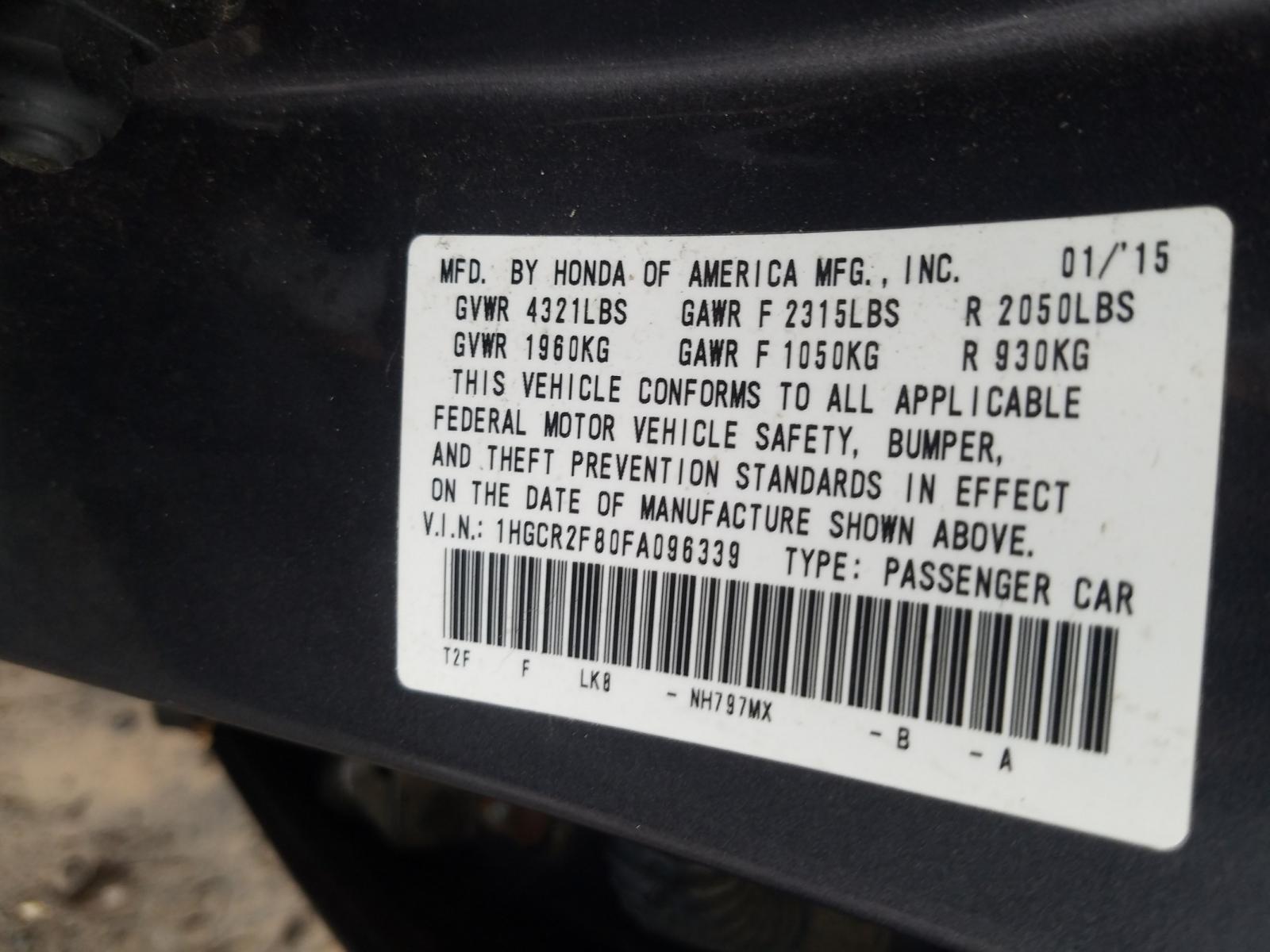 Photo 10 from auction – 2015 HONDA ACCORD EXL with VIN 1HGCR2F80FA096339