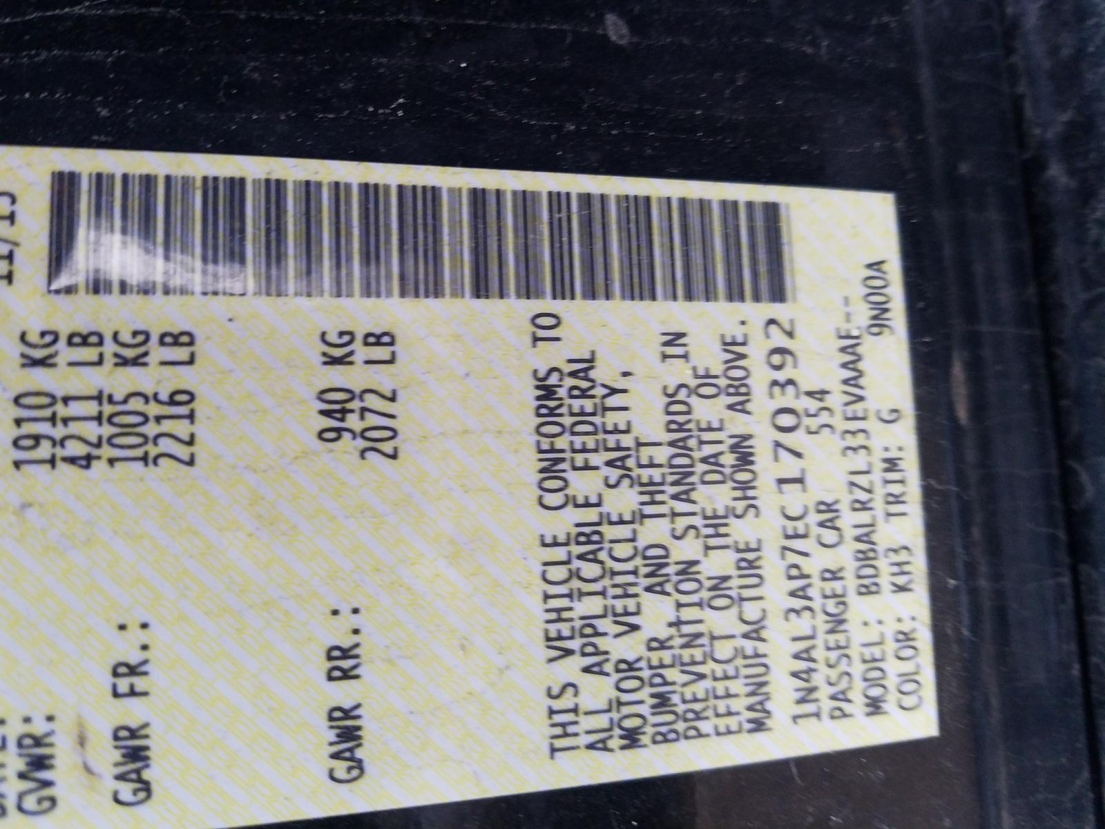 Photo 10 from auction – 2014 NISSAN ALTIMA 2.5 with VIN 1N4AL3AP7EC170392