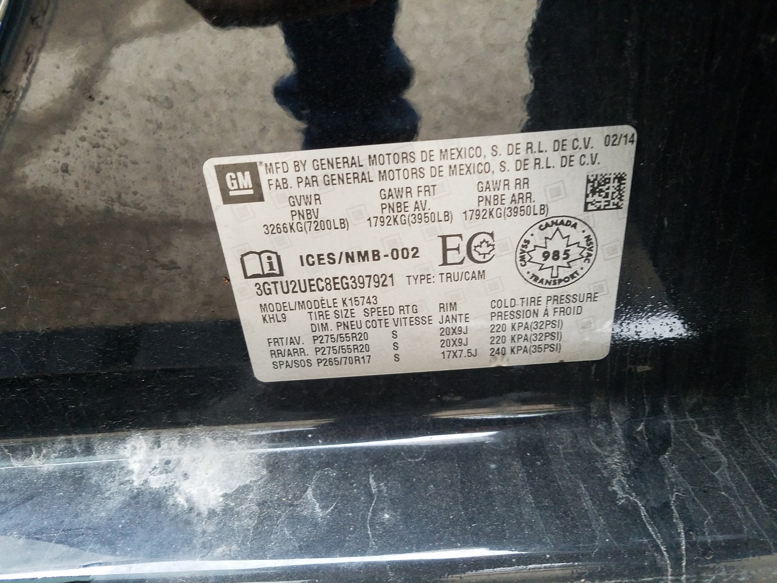 Photo 10 from auction – 2014 GMC SIERRA K15 with VIN 3GTU2UEC8EG397921
