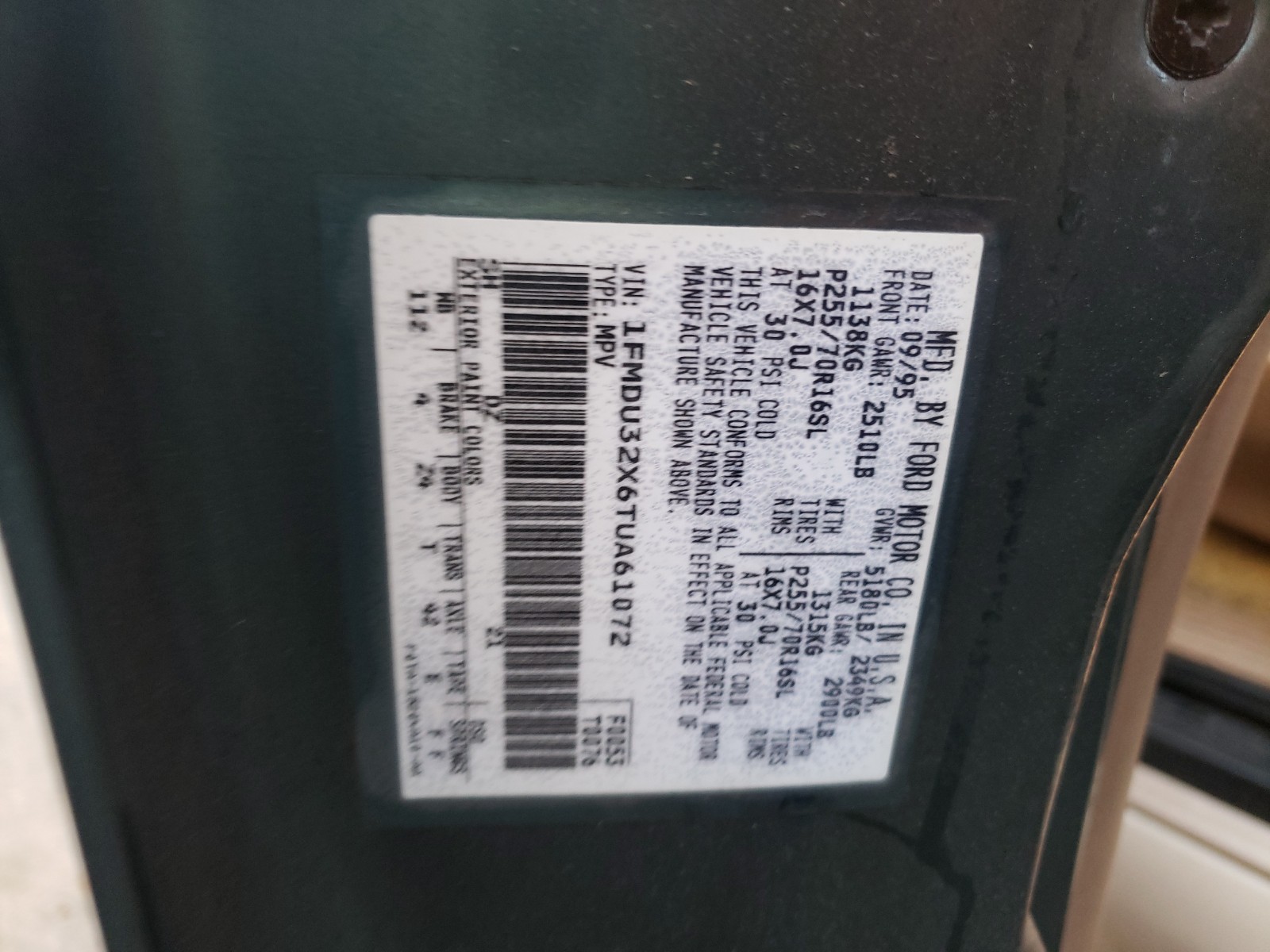 Photo 10 from auction – 1996 FORD EXPLORER with VIN 1FMDU32X6TUA61072