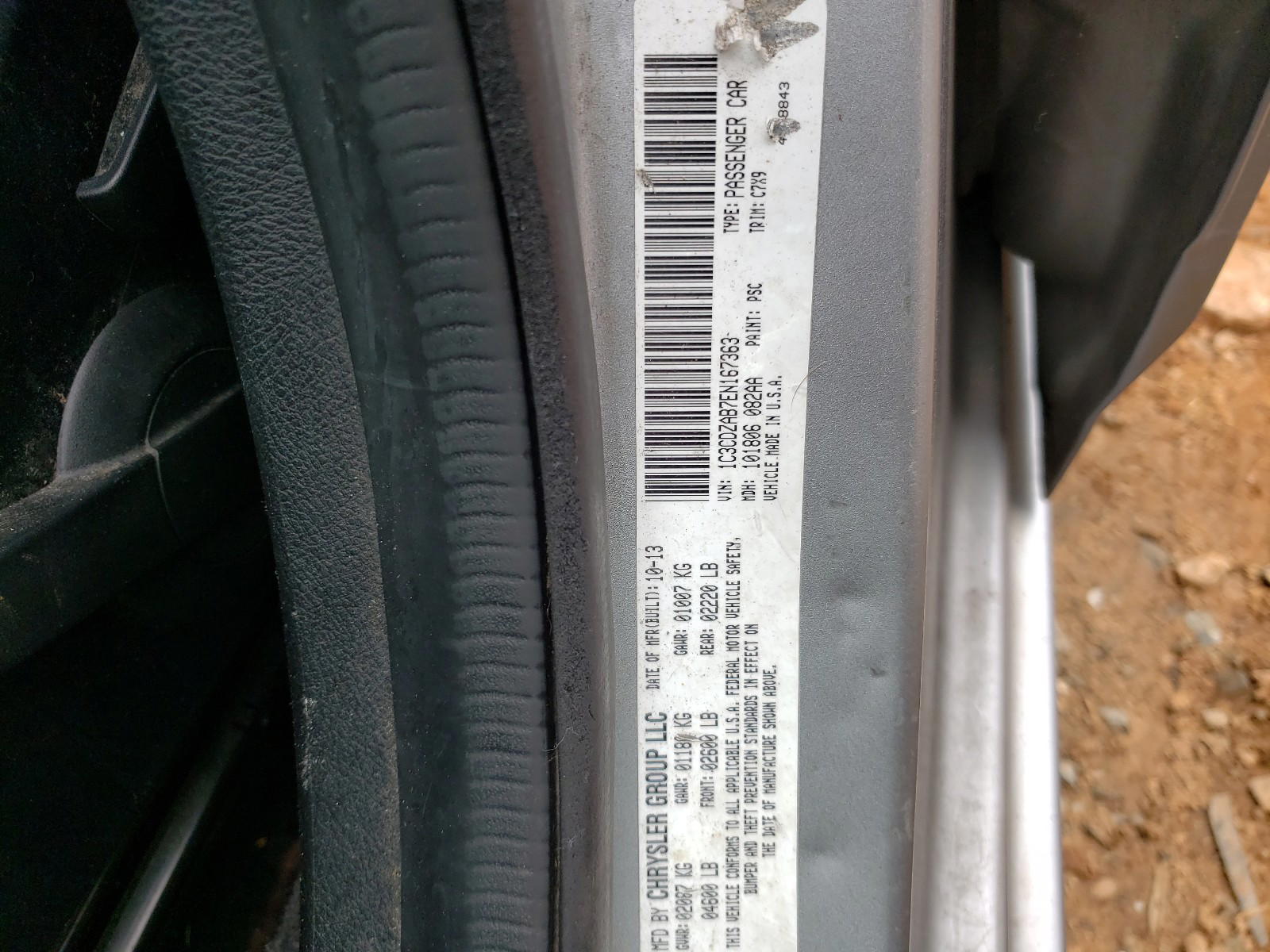 Photo 10 from auction – 2014 DODGE AVENGER SE with VIN 1C3CDZAB7EN167363