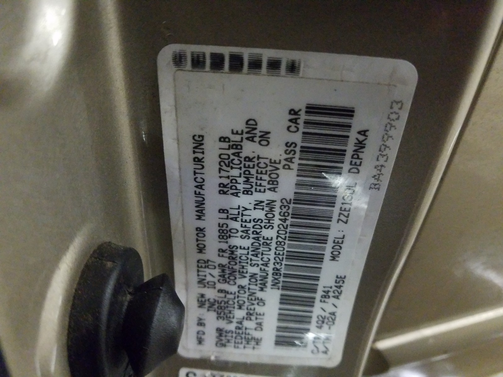 Photo 10 from auction – 2008 TOYOTA COROLLA CE with VIN 1NXBR32E08Z024632