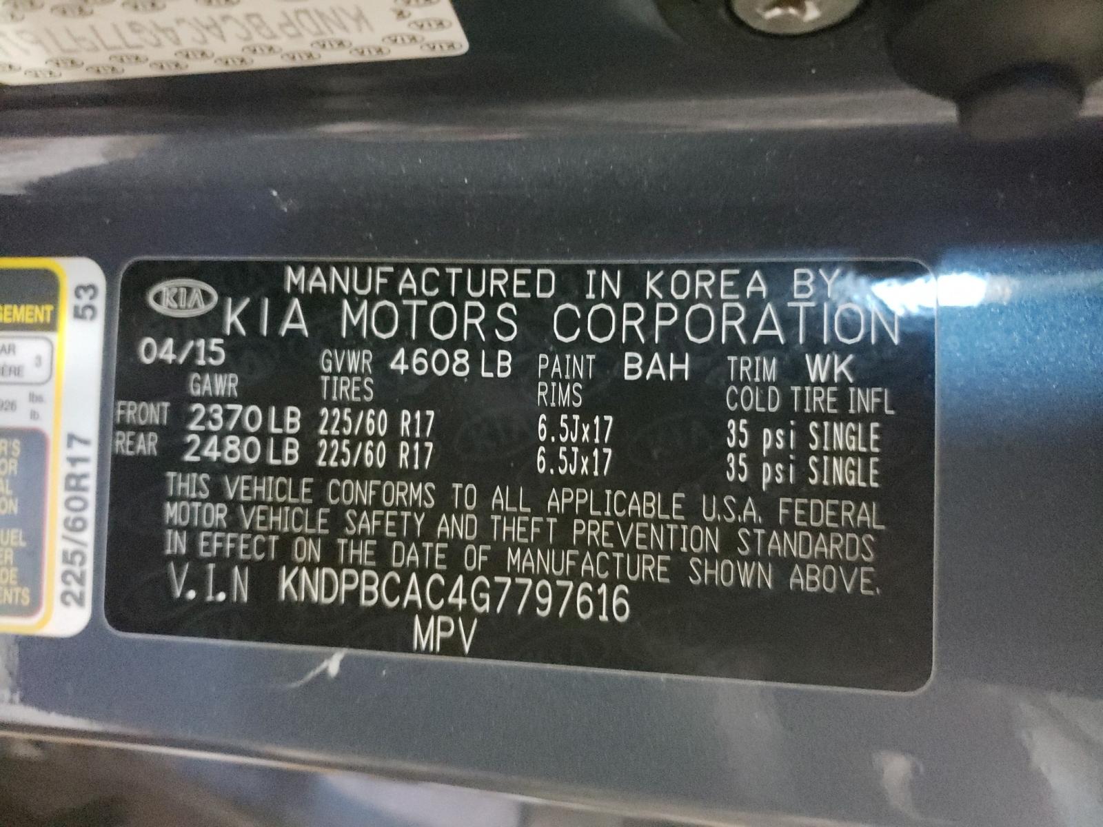 Photo 10 from auction – 2016 KIA SPORTAGE L with VIN KNDPBCAC4G7797616