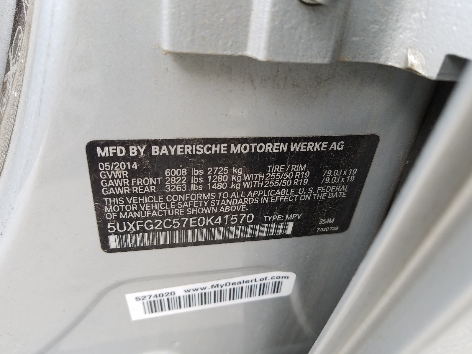 Photo 10 from auction – 2014 BMW X6 XDRIVE3 with VIN 5UXFG2C57E0K41570