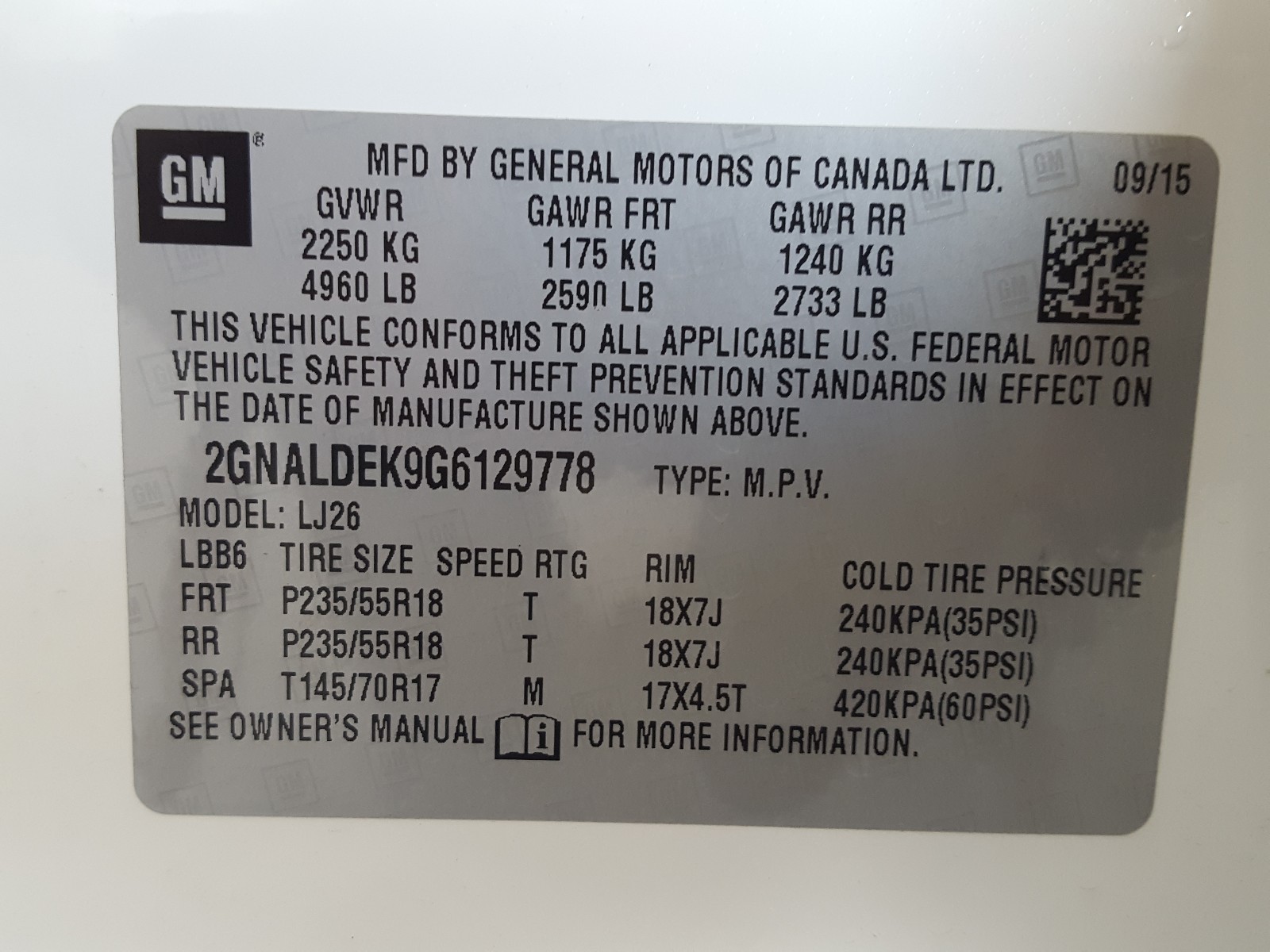Photo 10 from auction – 2016 CHEVROLET EQUINOX LT with VIN 2GNALDEK9G6129778