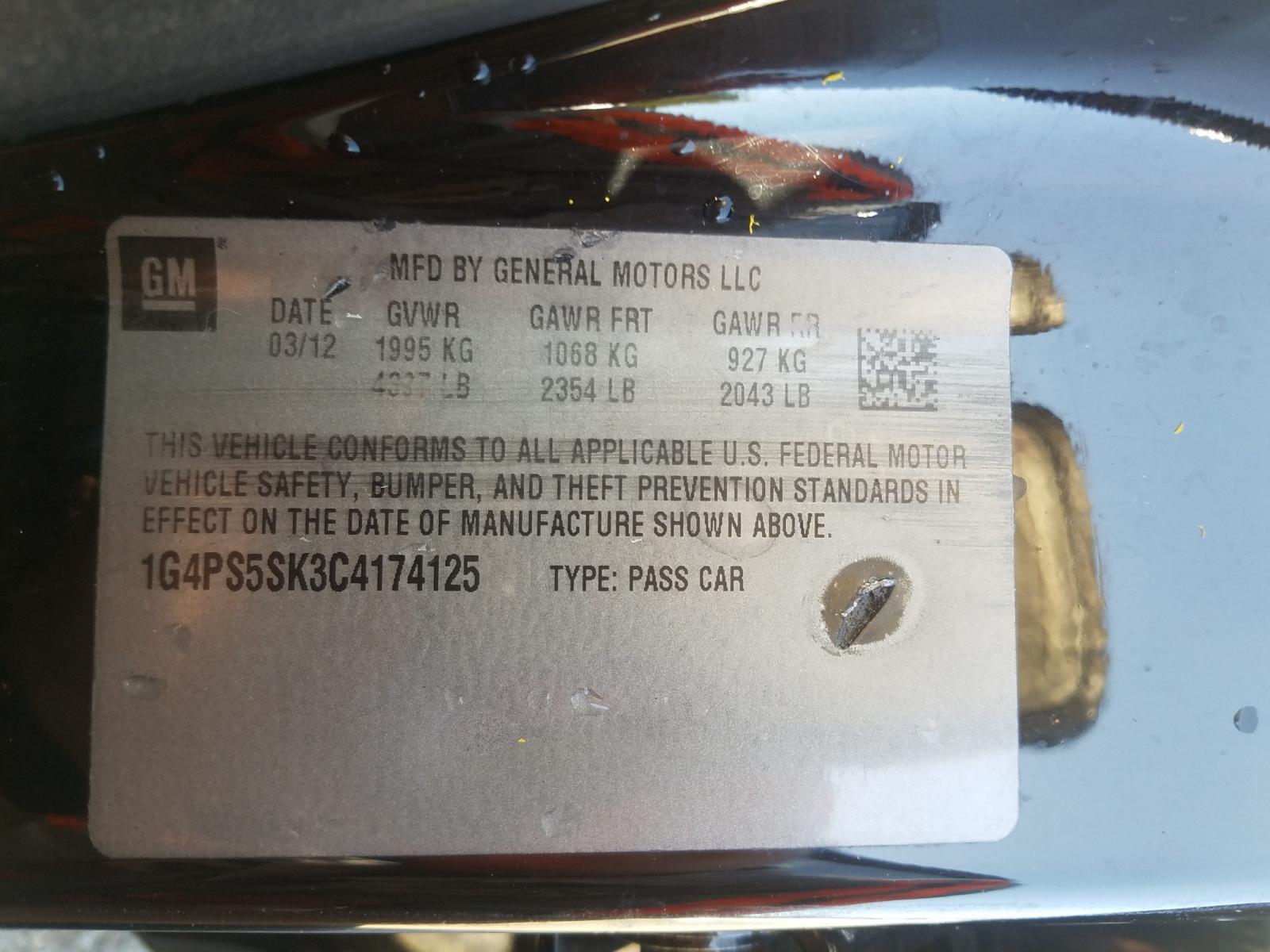 Photo 10 from auction – 2012 BUICK VERANO with VIN 1G4PS5SK3C4174125