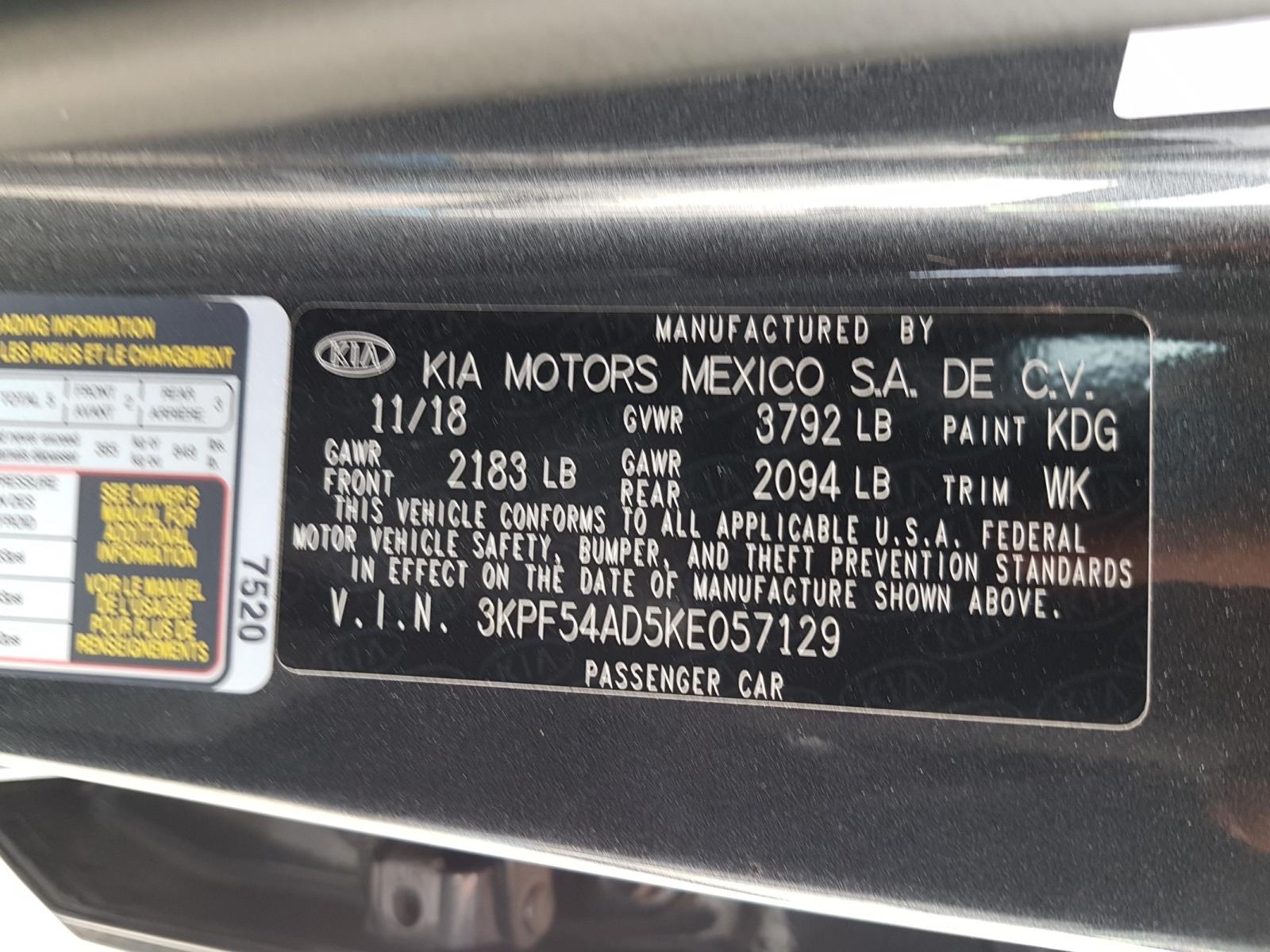 Photo 10 from auction – 2019 KIA FORTE EX with VIN 3KPF54AD5KE057129