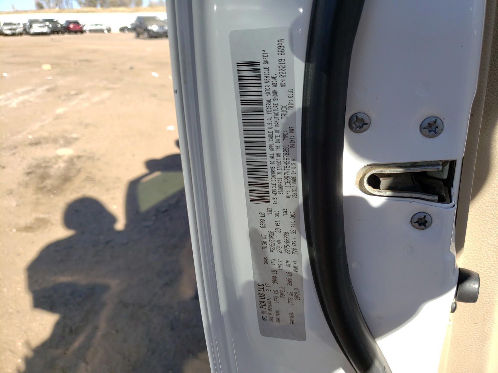 Photo 10 from auction – 2017 RAM 1500 LARAM with VIN 1C6RR7VT5HS678291