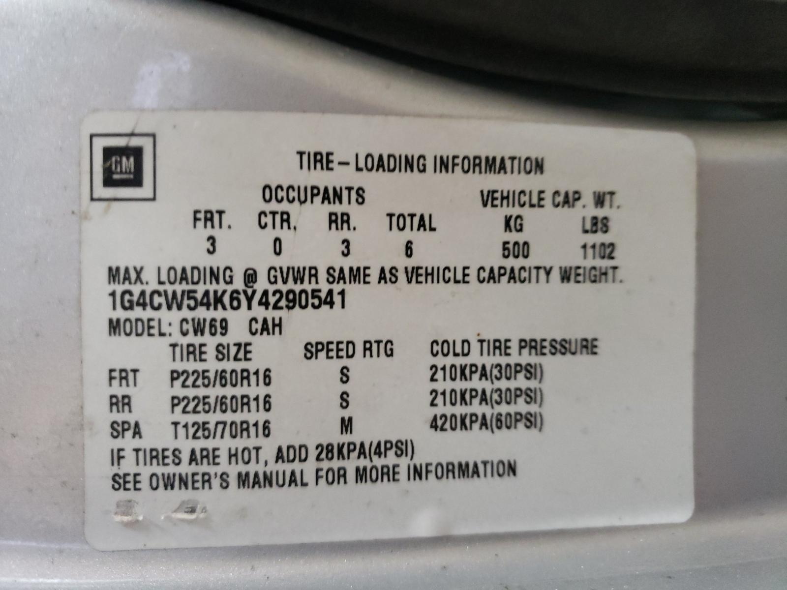 Photo 10 from auction – 2000 BUICK PARK AVENU with VIN 1G4CW54K6Y4290541