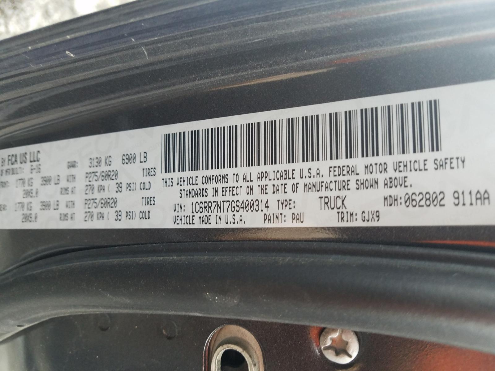 Photo 10 from auction – 2016 RAM 1500 LARAM with VIN 1C6RR7NT7GS400314