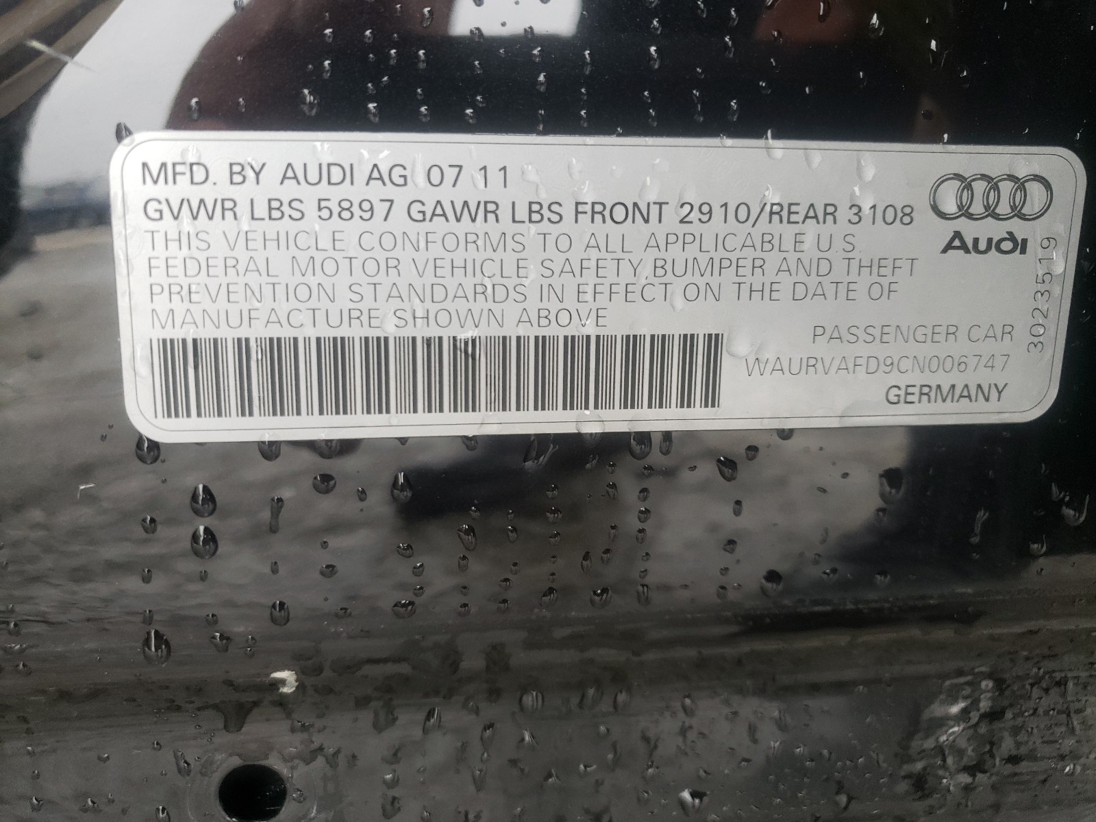 Zdjęcie 10 z aukcji – 2012 AUDI A8 L QUATT z VIN WAURVAFD9CN006747