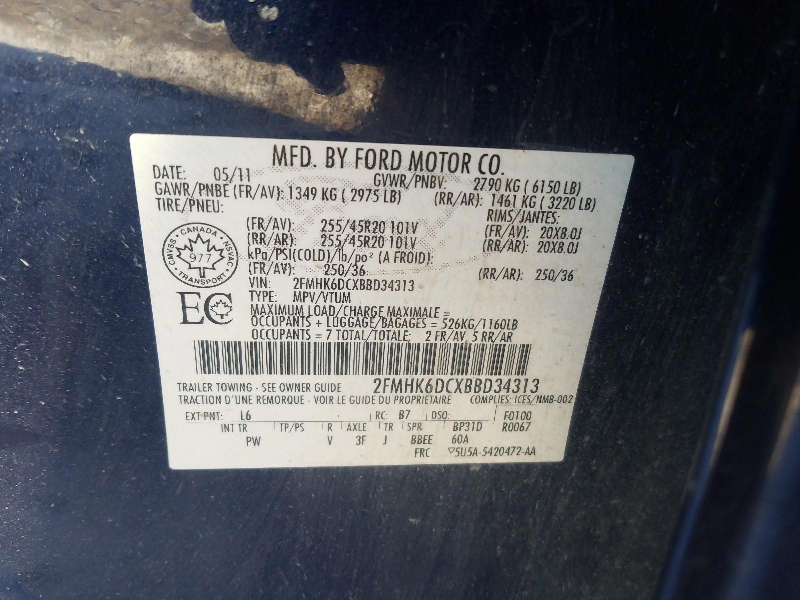 Photo 10 from auction – 2011 FORD FLEX LIMIT with VIN 2FMHK6DCXBBD34313