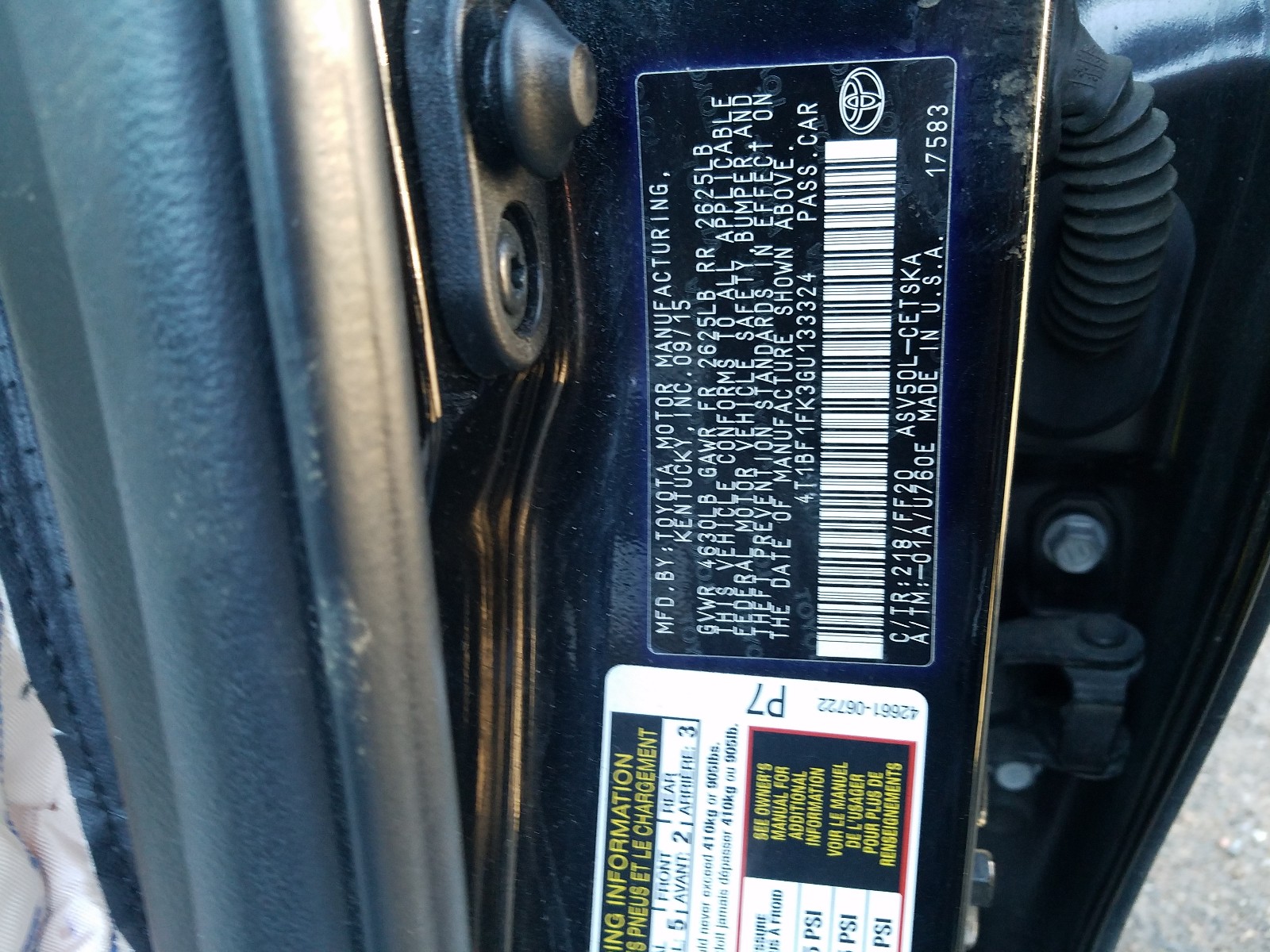 Photo 10 from auction – 2016 TOYOTA CAMRY LE with VIN 4T1BF1FK3GU133324