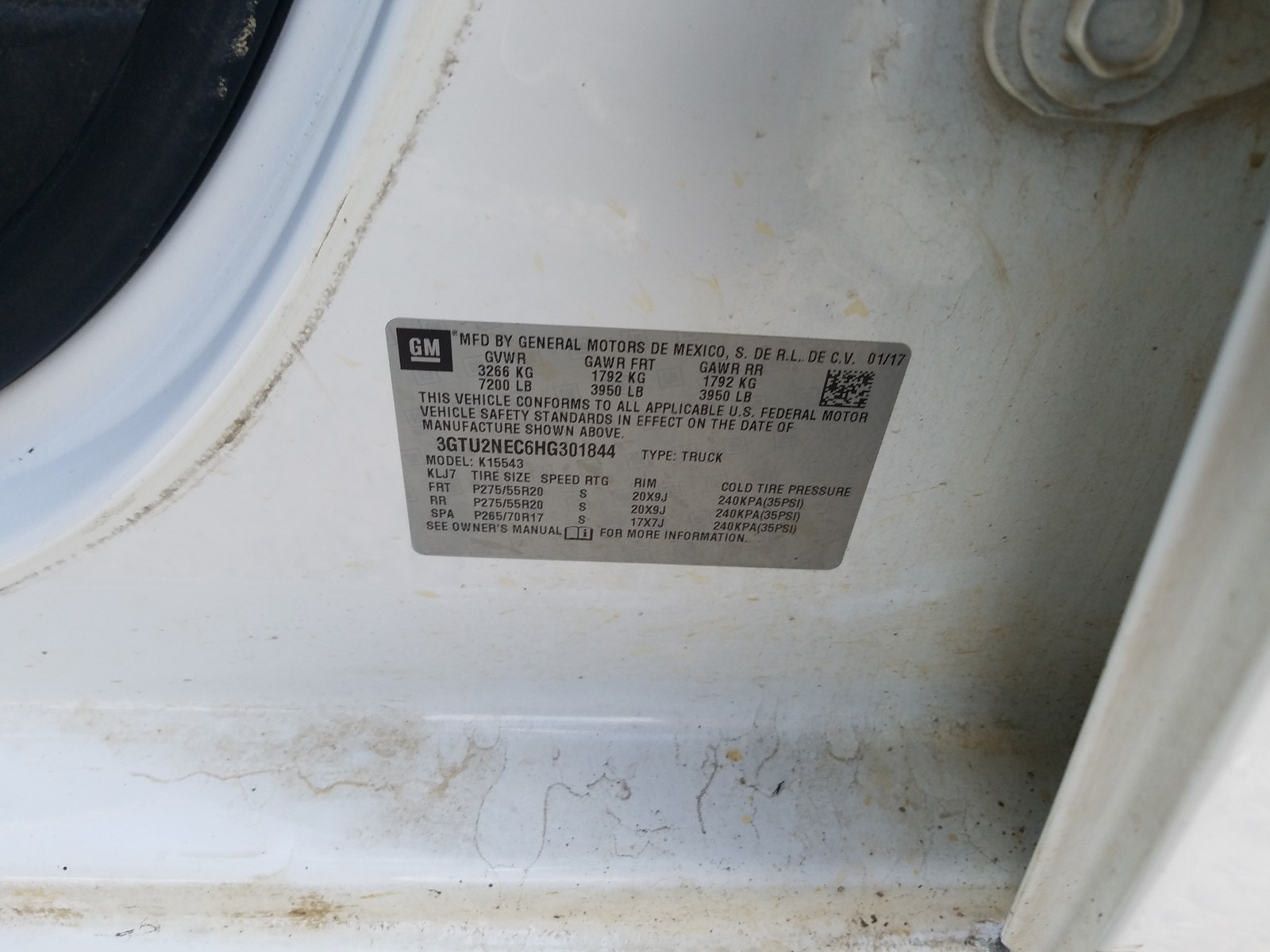 Photo 10 from auction – 2017 GMC SIERRA K15 with VIN 3GTU2NEC6HG301844