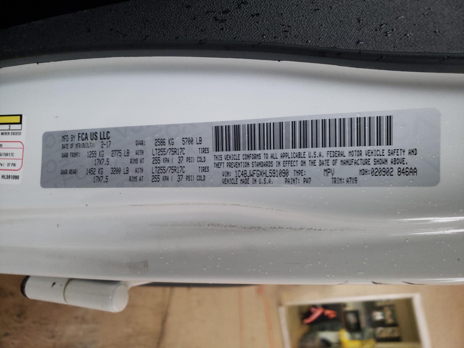 Photo 10 from auction – 2017 JEEP WRANGLER U with VIN 1C4BJWFGXHL591090