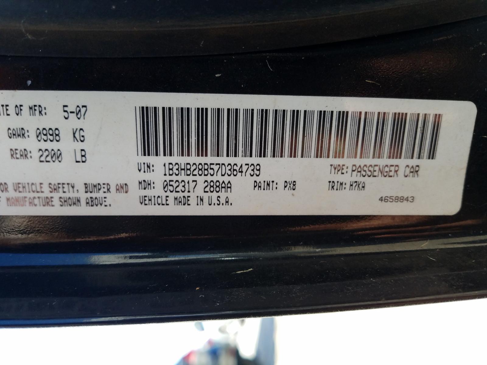 Photo 10 from auction – 2007 DODGE CALIBER with VIN 1B3HB28B57D364739