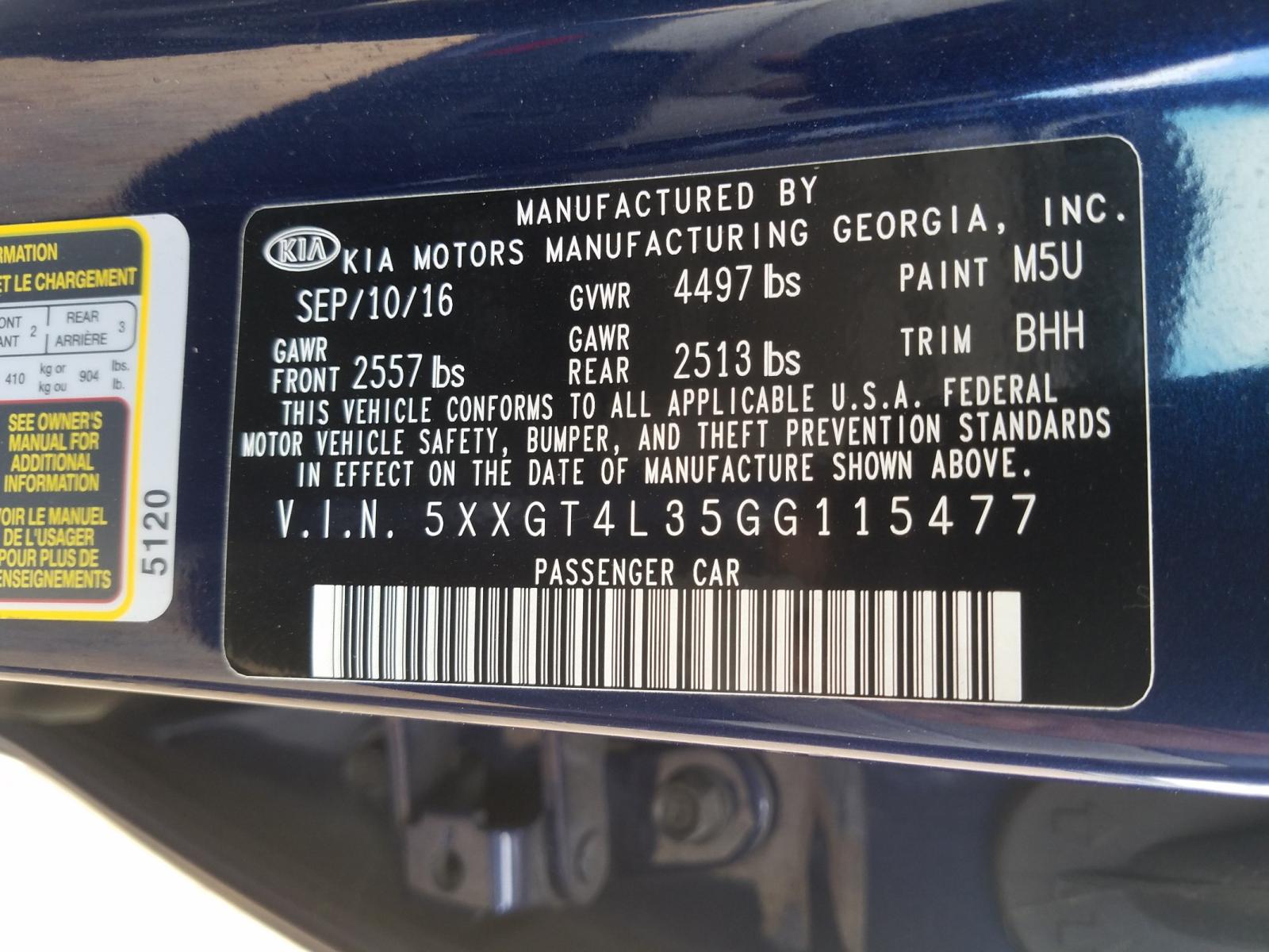 Photo 10 from auction – 2016 KIA OPTIMA LX with VIN 5XXGT4L35GG115477