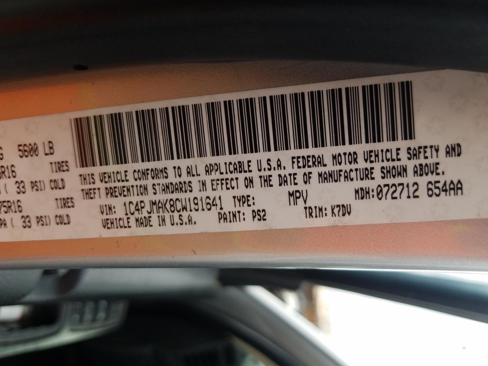 Photo 10 from auction – 2012 JEEP LIBERTY with VIN 1C4PJMAK8CW191641