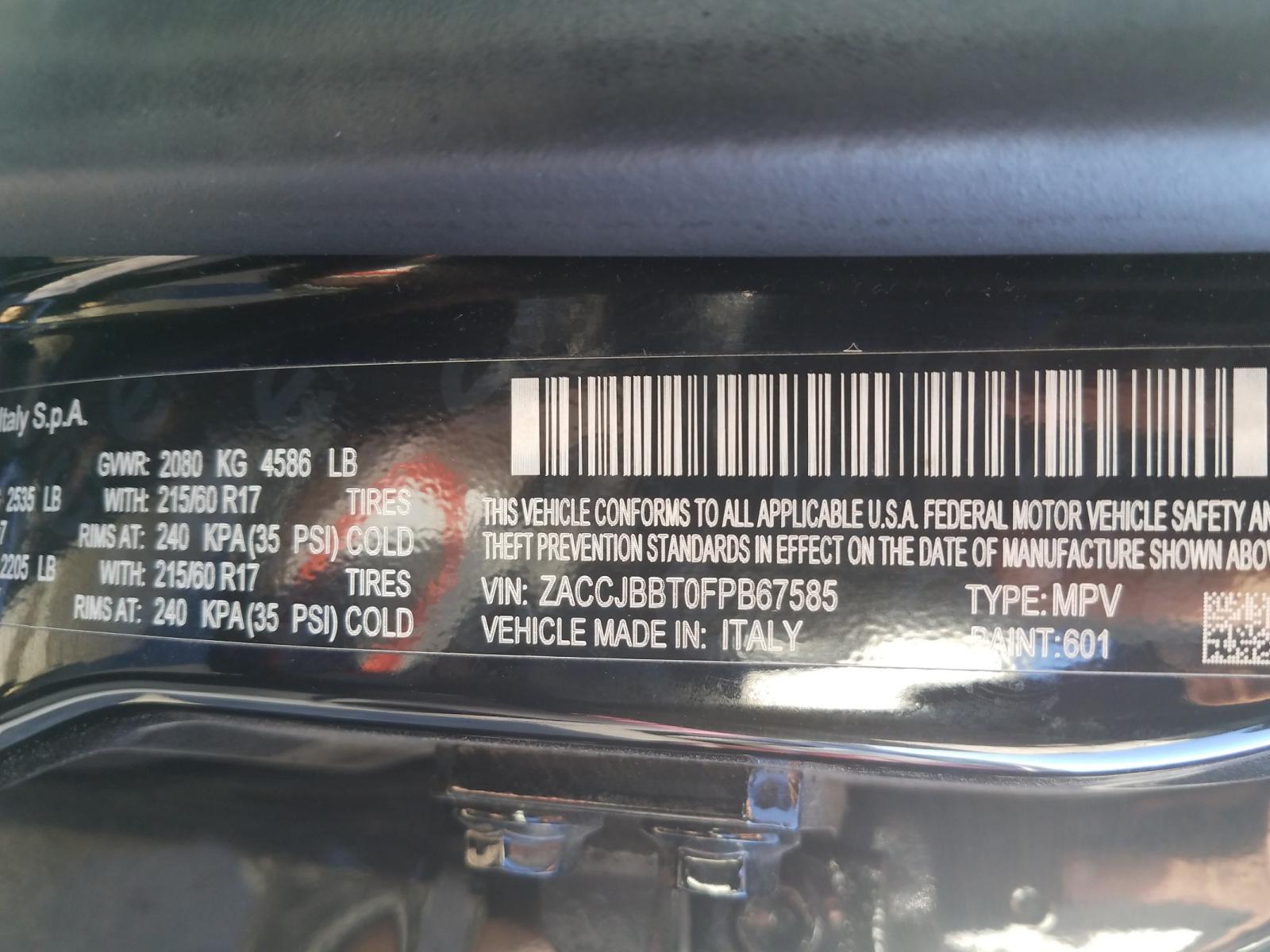 Photo 10 from auction – 2015 JEEP RENEGADE L with VIN ZACCJBBT0FPB67585