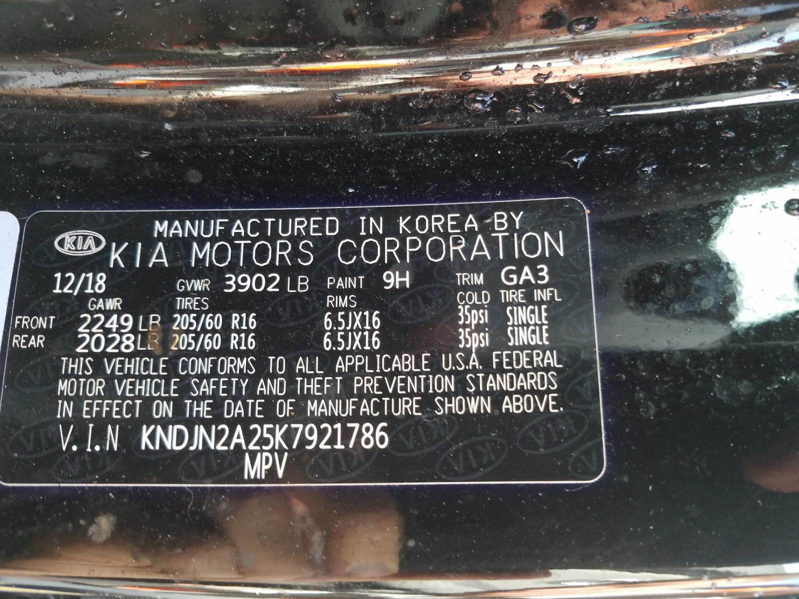 Photo 10 from auction – 2019 KIA SOUL with VIN KNDJN2A25K7921786