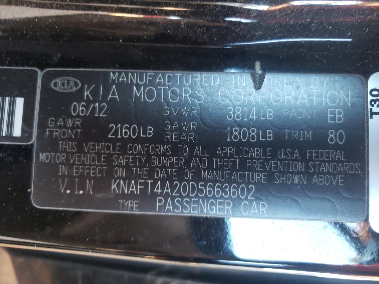 Photo 10 from auction – 2013 KIA FORTE LX with VIN KNAFT4A20D5663602