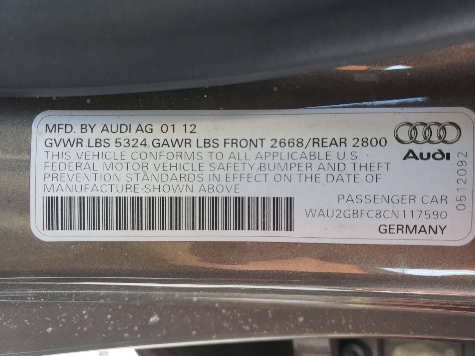 Photo 10 from auction – 2012 AUDI A7 PRESTIG with VIN WAU2GBFC8CN117590