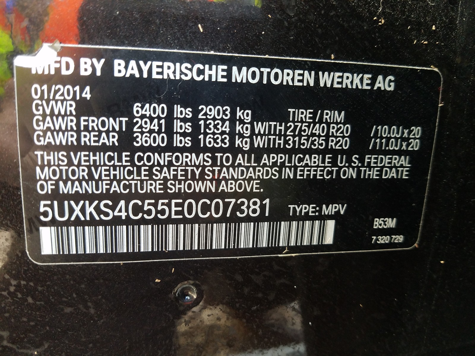 Photo 10 from auction – 2014 BMW X5 XDRIVE3 with VIN 5UXKS4C55E0C07381