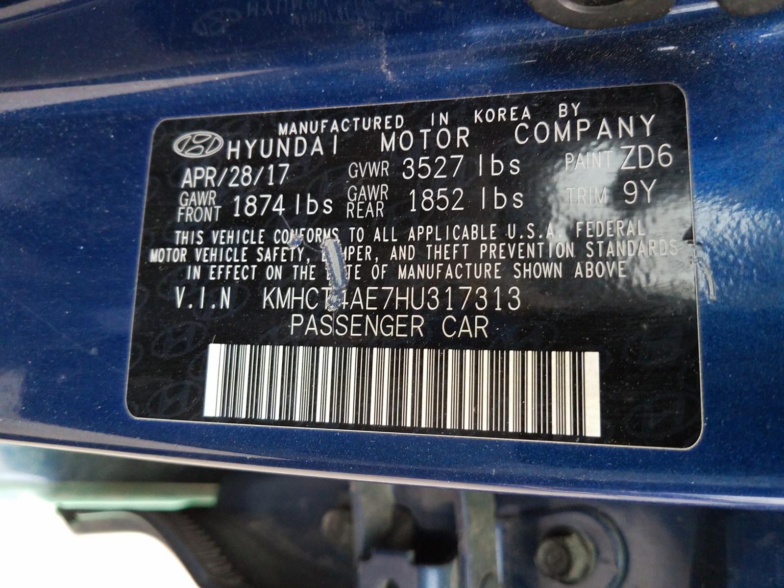 Photo 10 from auction – 2017 HYUNDAI ACCENT SE with VIN KMHCT4AE7HU317313