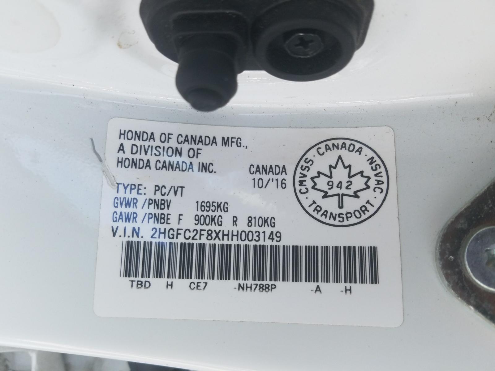 Photo 10 from auction – 2017 HONDA CIVIC EX with VIN 2HGFC2F8XHH003149
