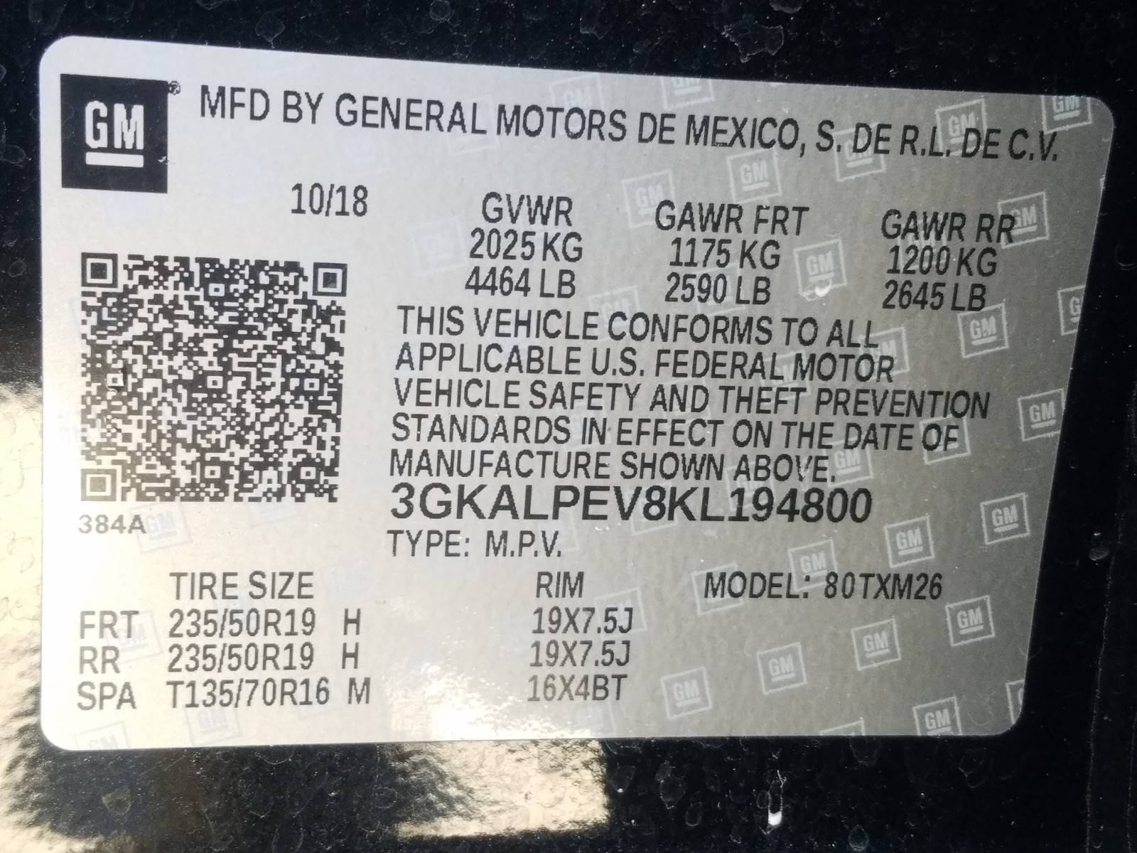 Photo 10 from auction – 2019 GMC TERRAIN SL with VIN 3GKALPEV8KL194800