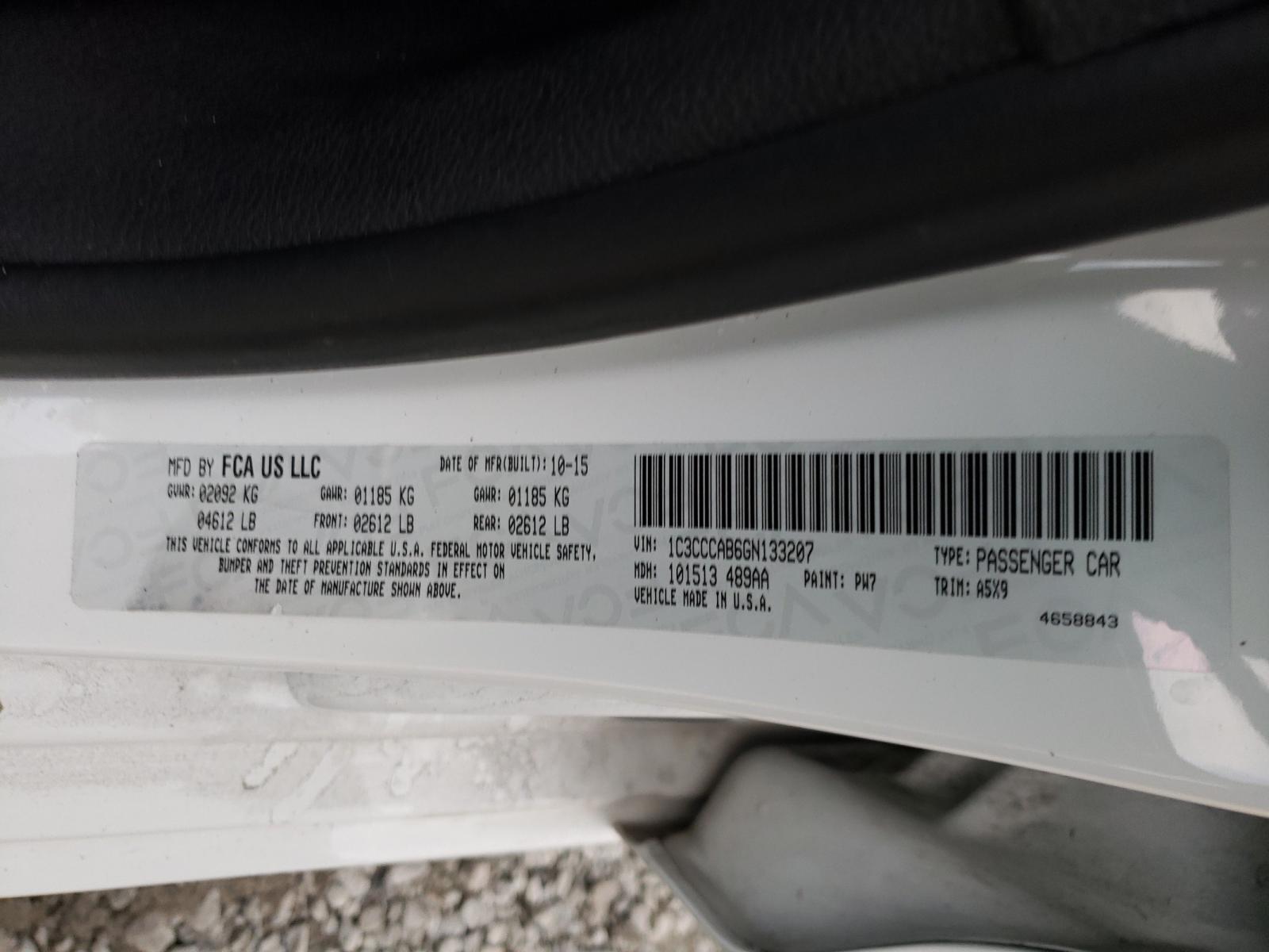 Photo 10 from auction – 2016 CHRYSLER 200 LIMITE with VIN 1C3CCCAB6GN133207
