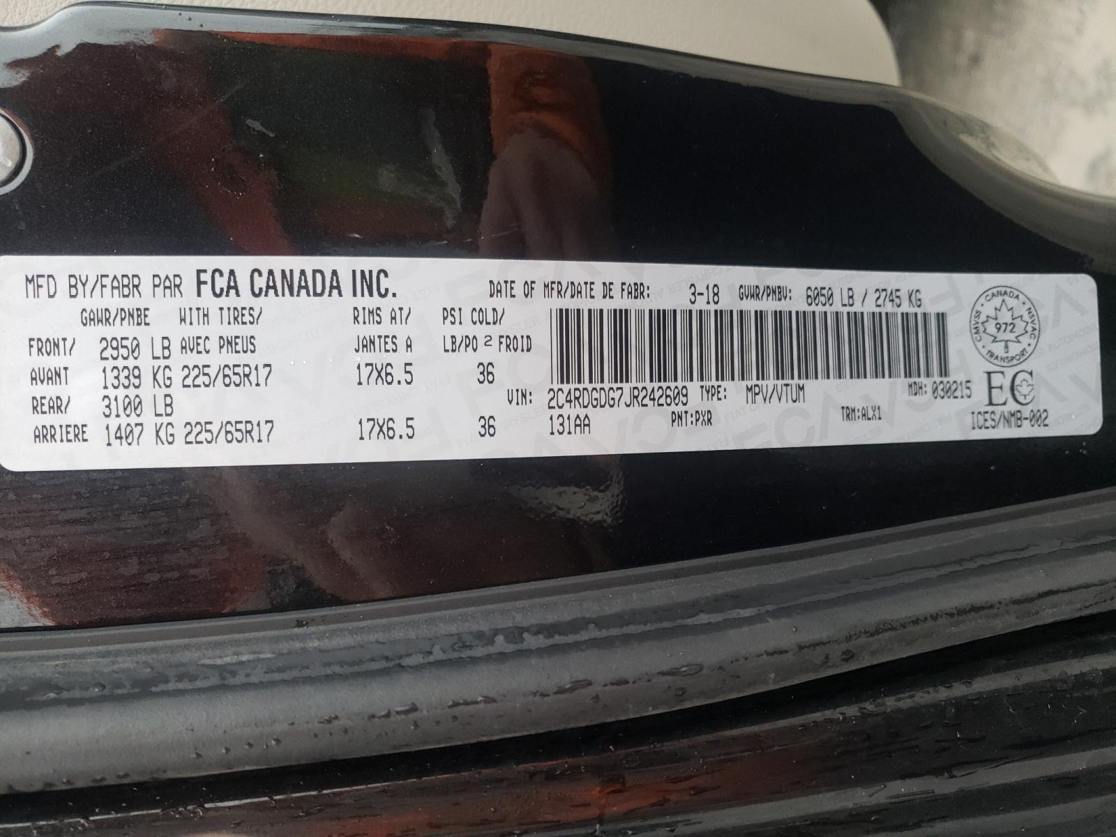 Photo 10 from auction – 2018 DODGE GRAND CARA with VIN 2C4RDGDG7JR242609