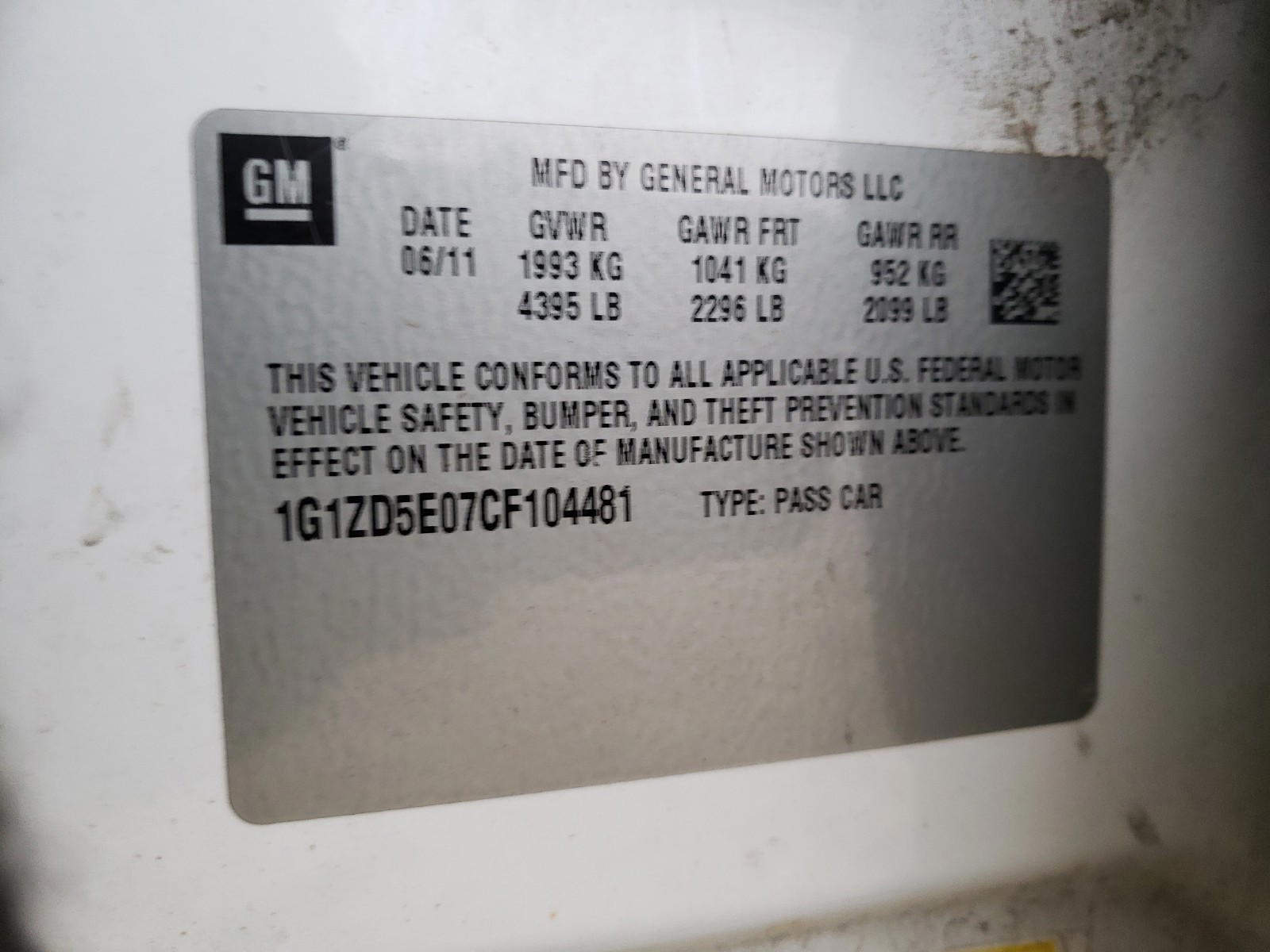 Photo 10 from auction – 2012 CHEVROLET MALIBU 2LT with VIN 1G1ZD5E07CF104481