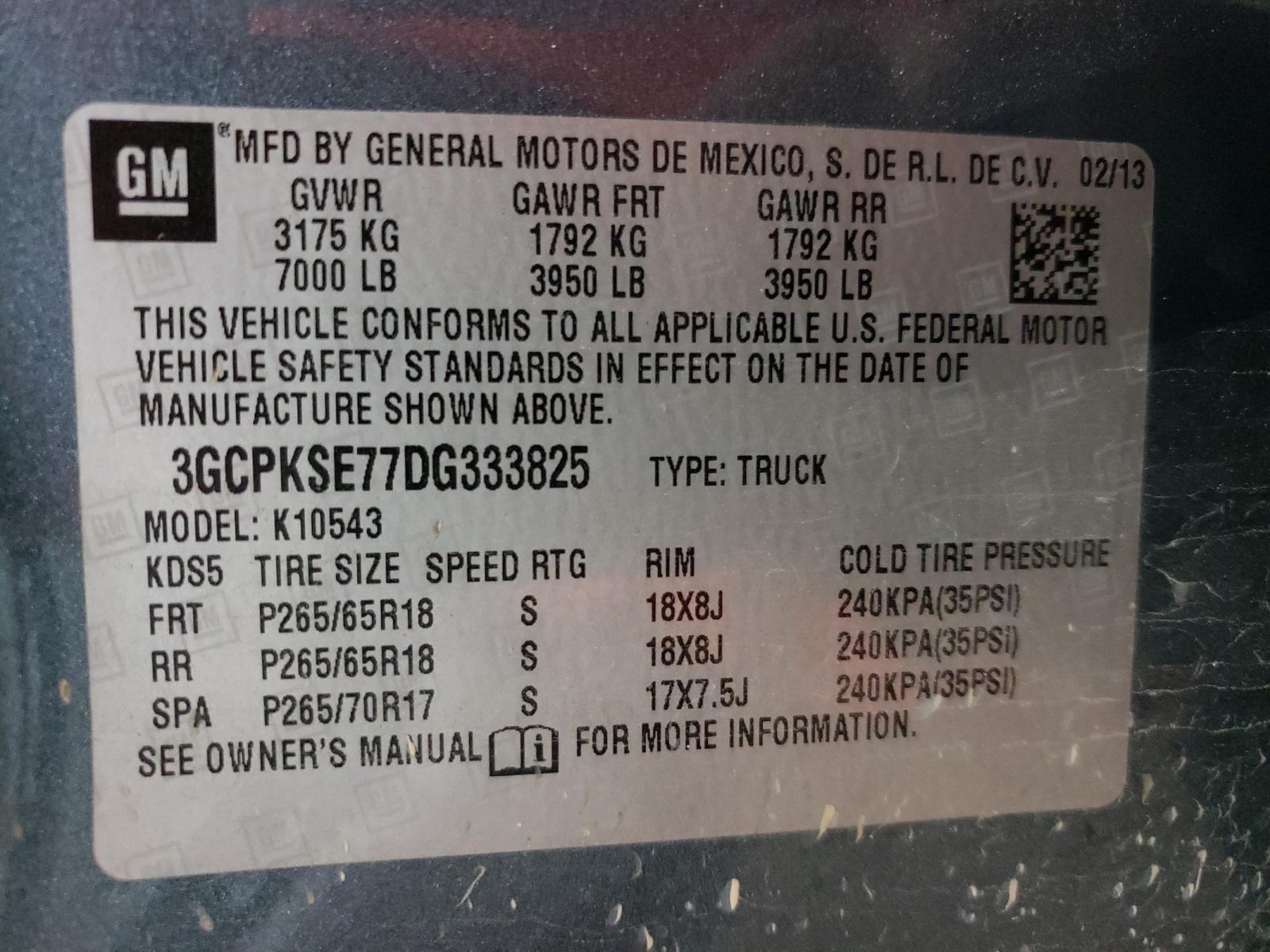 Photo 10 from auction – 2013 CHEVROLET SILVERADO with VIN 3GCPKSE77DG333825