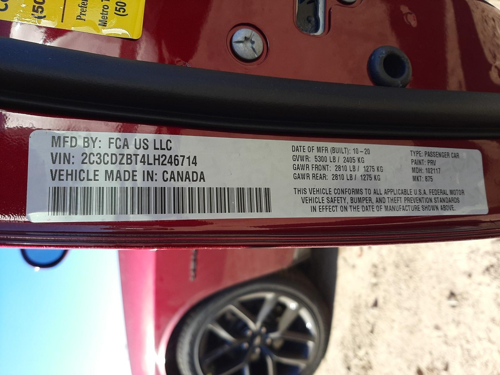 Photo 10 from auction – 2020 DODGE CHALLENGER with VIN 2C3CDZBT4LH246714